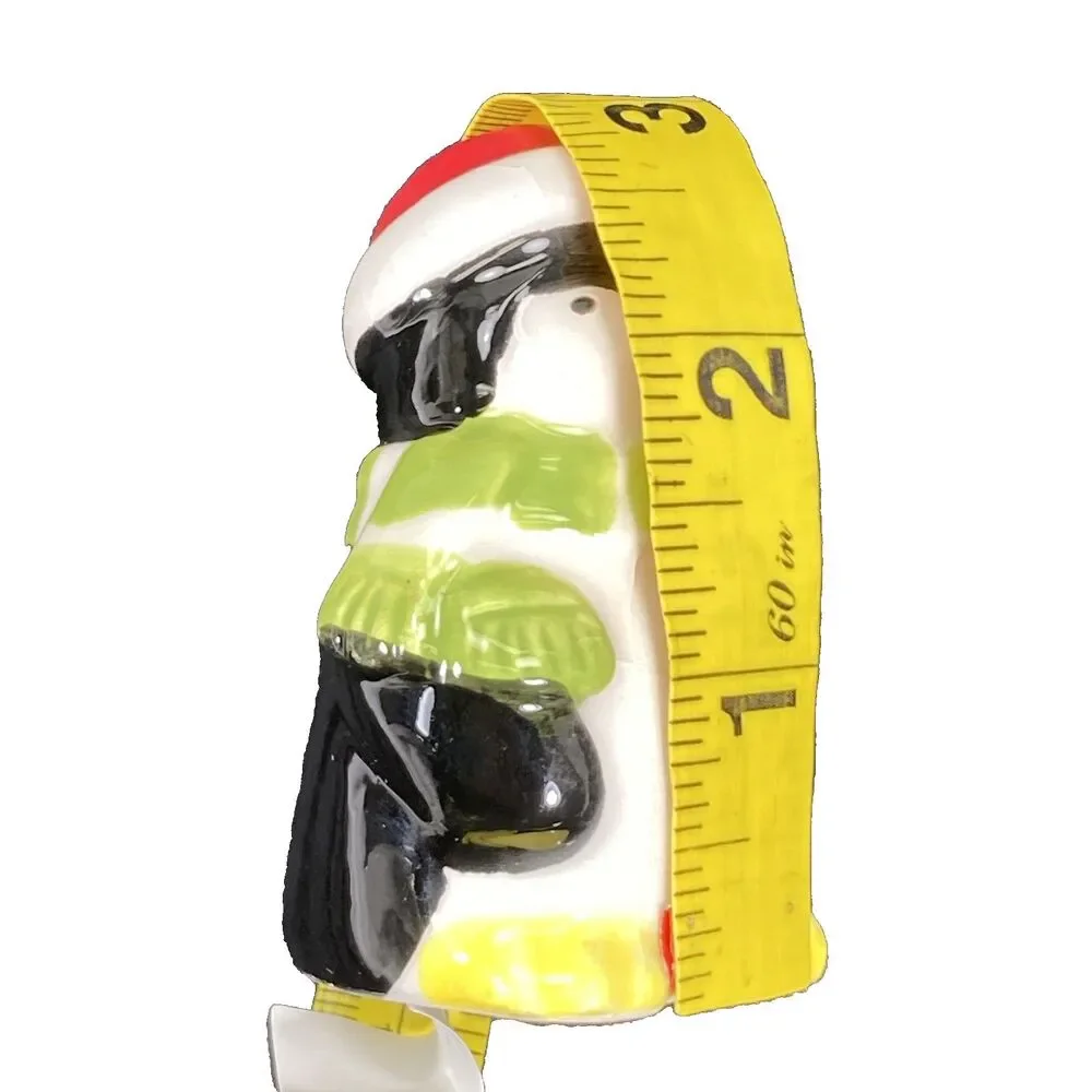 Penguins Salt and Pepper Shakers Ceramic 3 inch Winter Hats Christmas Cabincore